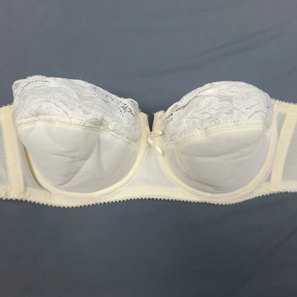 Vintage Vassarette 34C Longline Strapless Bra White Lace Made in USA Style 1156 - Picture 2 of 6